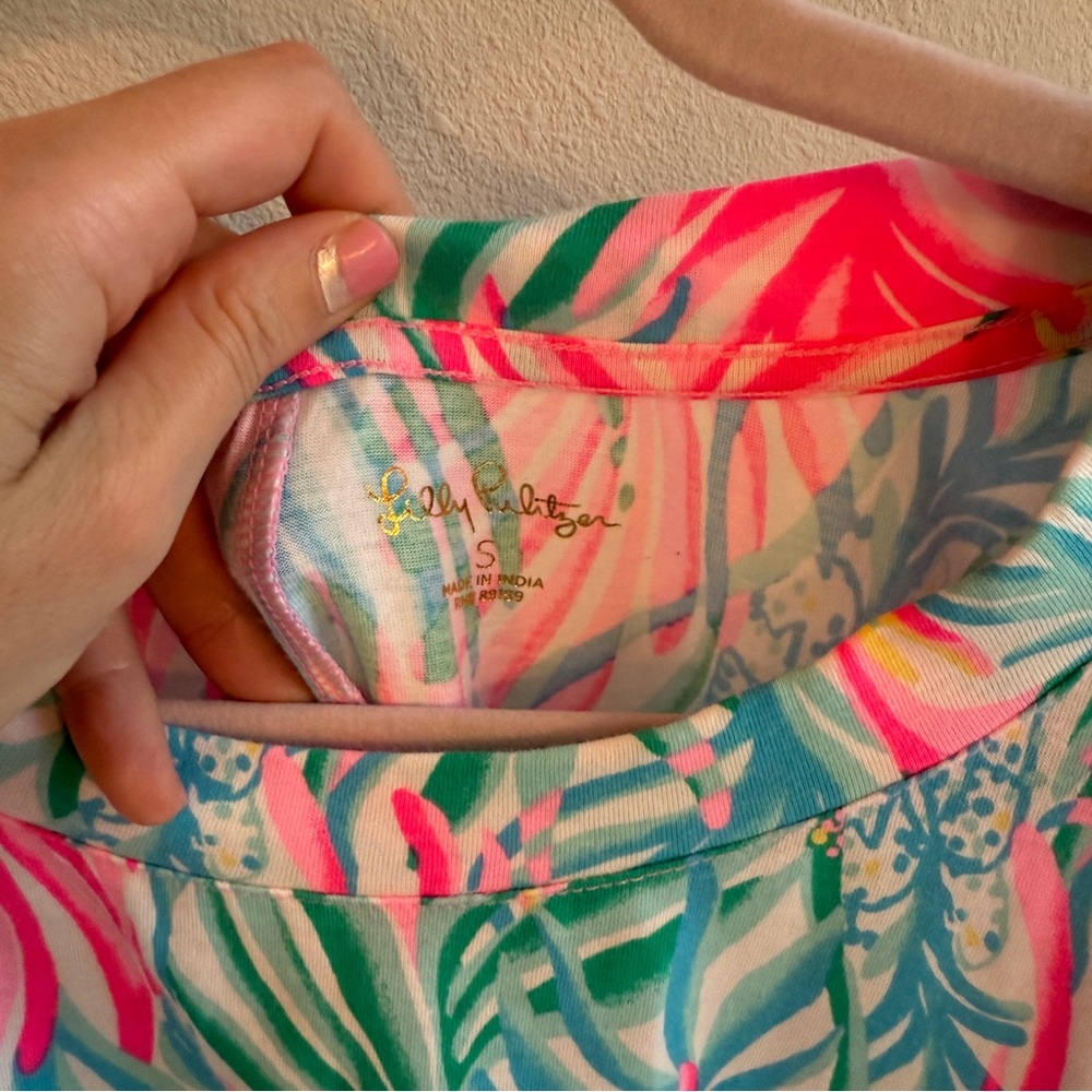 Lilly Pulitzer Pink and Green Leaf Mini Dress - Picture 2 of 6